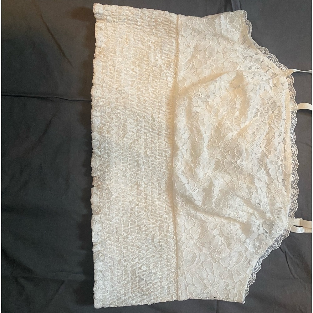 Torrid White Lace Smocked Crop Top